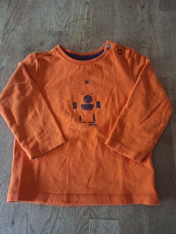 Noppies Baby longsleeve oranje met robotprint