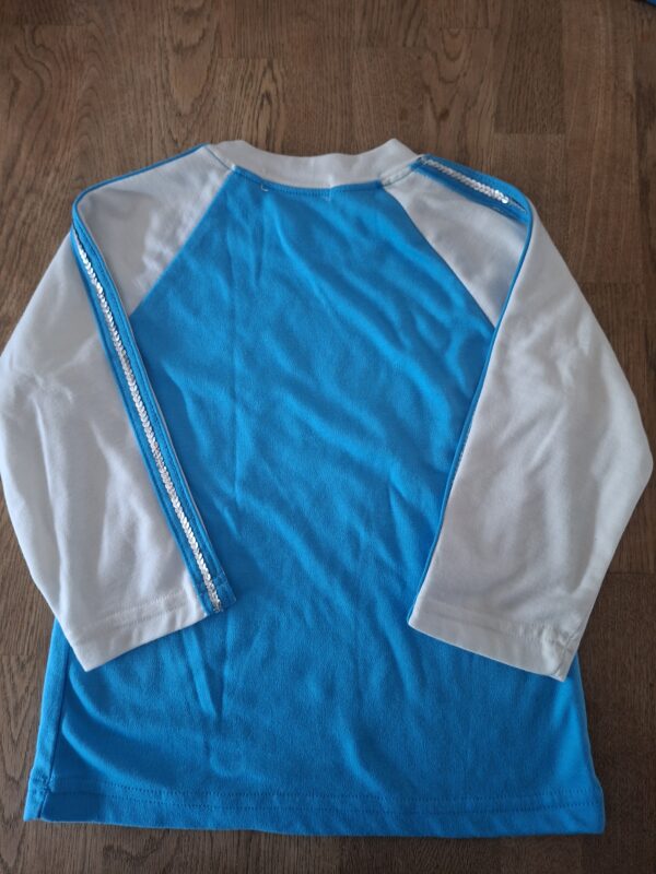 Hao Jiu longsleeve blauw wit "Used Look 19" met pailletten maat 5 nette staat