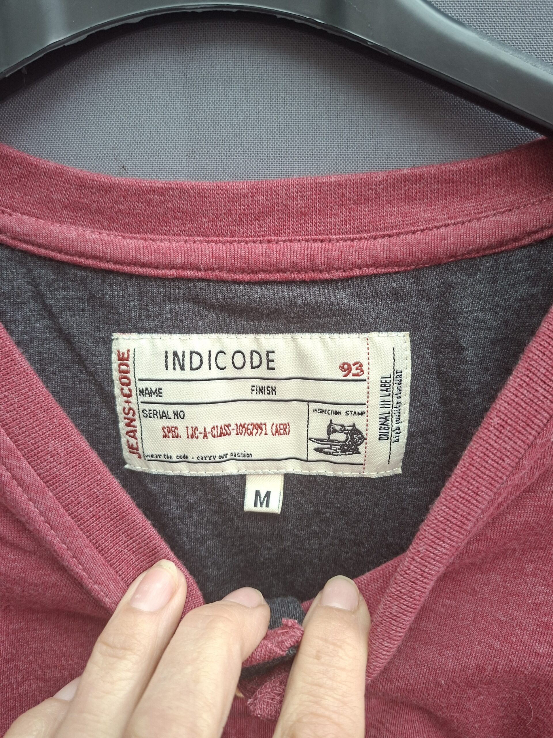 Indicode longsleeve henley bordeauxrood maat M nette staat