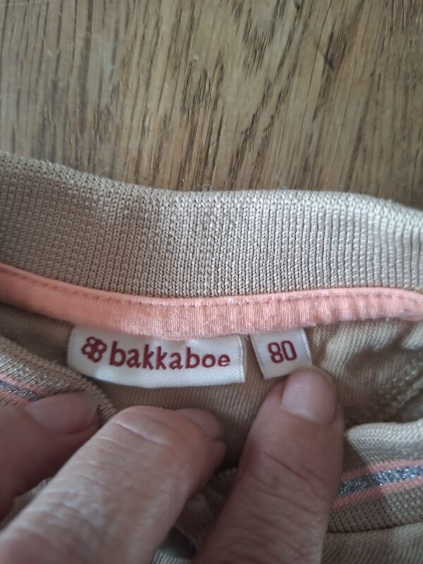 Bakkaboe baseball jasje beige "Let Love Rule" maat 80 nette staat