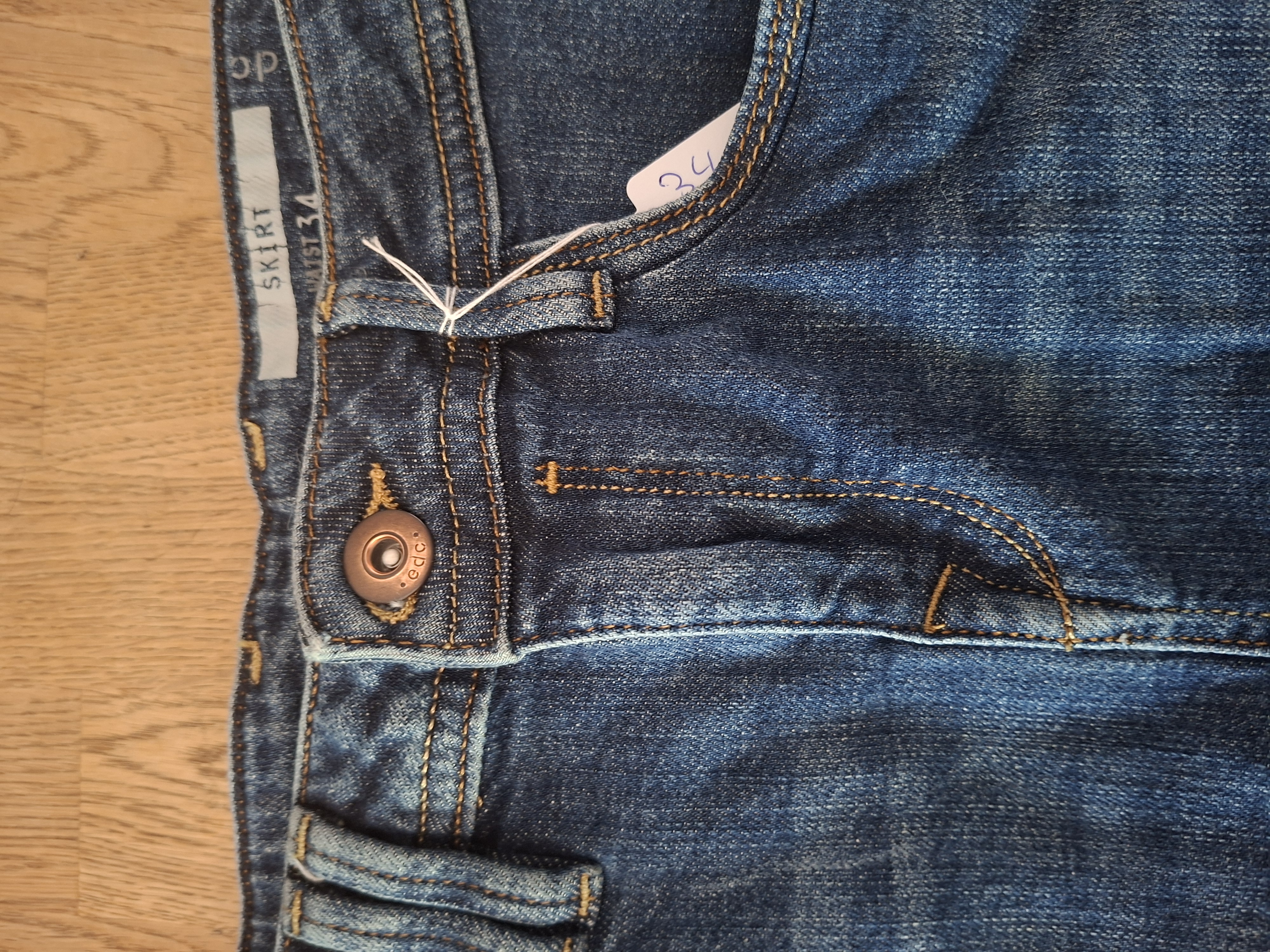 EDC by Esprit denim minirok donkerblauw raw hem maat 34 nette staat