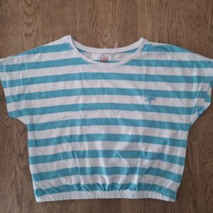 20260502_115626 El Corte Inglés Kids crop top turquoise gestreept palmboom maat 110 nette staat