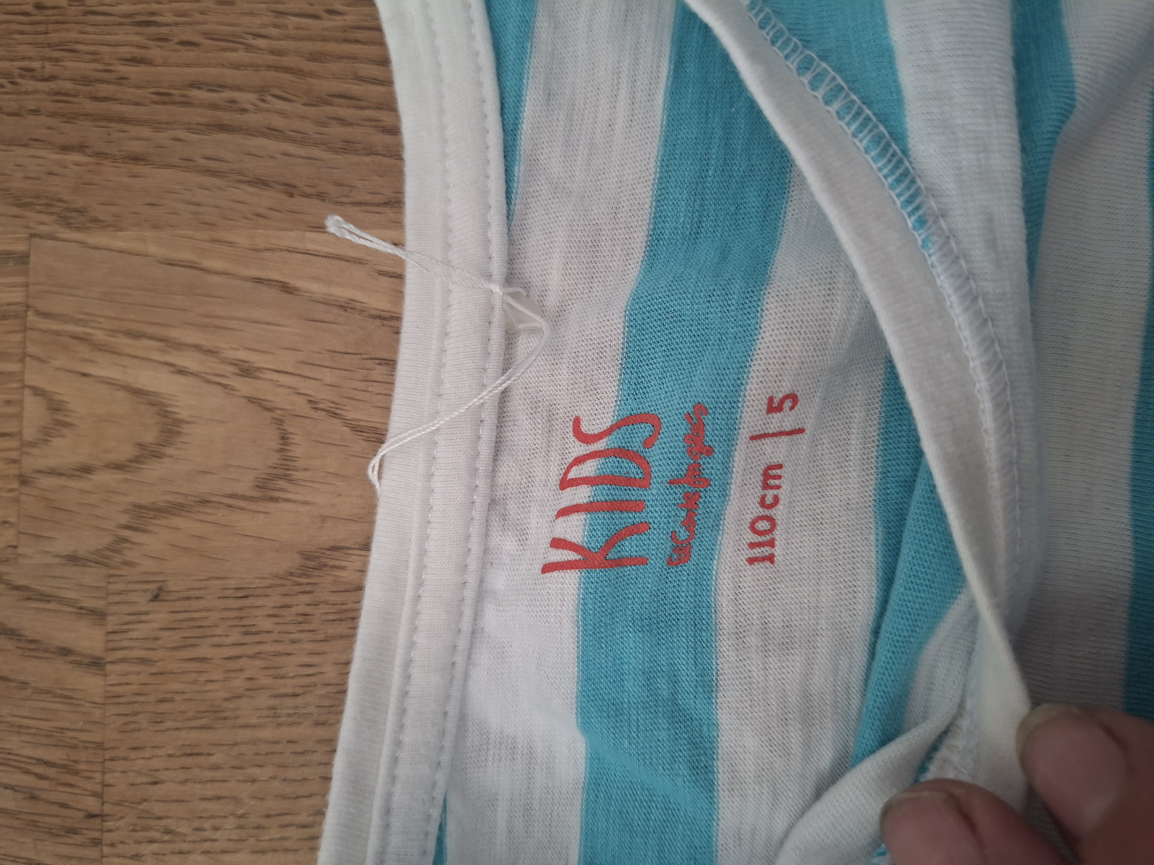 20260502_115632 El Corte Inglés Kids crop top turquoise gestreept palmboom maat 110 nette staat