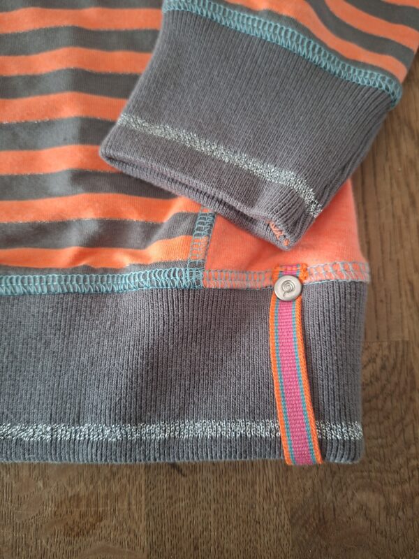 Quapi Girls sweater oranje grijs gestreept "Have Fun" pailletten maat 110/116 nette staat