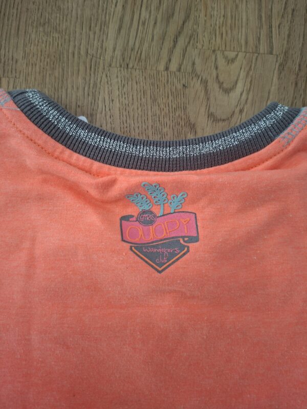 Quapi Girls sweater oranje grijs gestreept "Have Fun" pailletten maat 110/116 nette staat