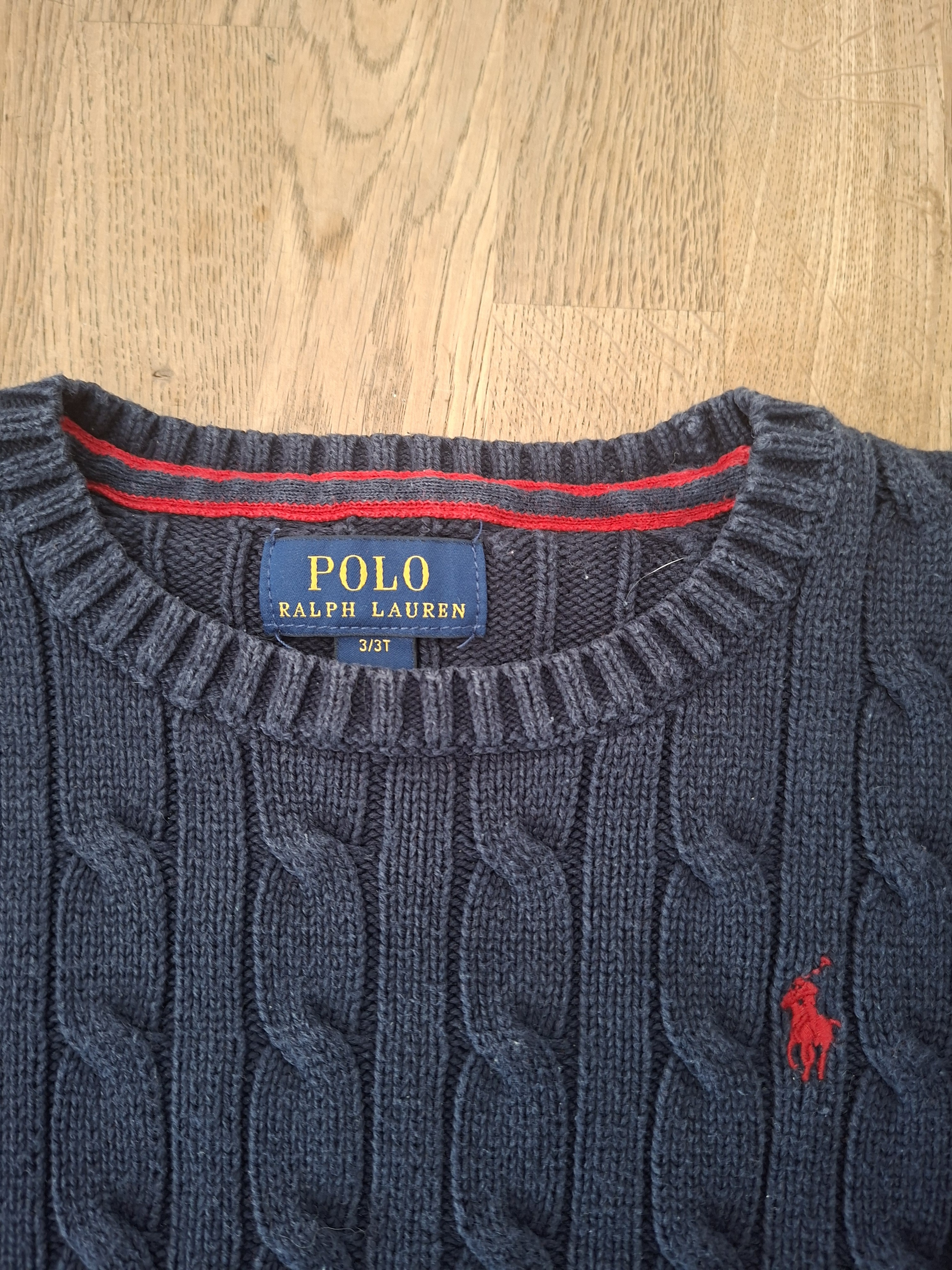 20260502_120447 Polo Ralph Lauren kabeltrui marineblauw maat 3T gebruikt
