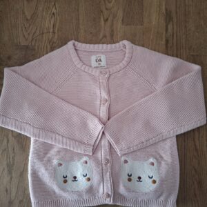 Baby C&A gebreide cardigan roze katjes zakjes maat 98 nette staat