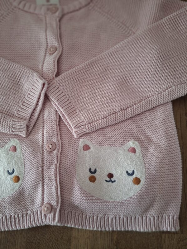 Baby C&A gebreide cardigan roze katjes zakjes maat 98 nette staat