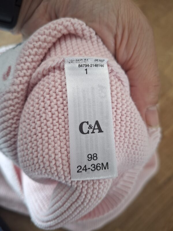 Baby C&A gebreide cardigan roze katjes zakjes maat 98 nette staat