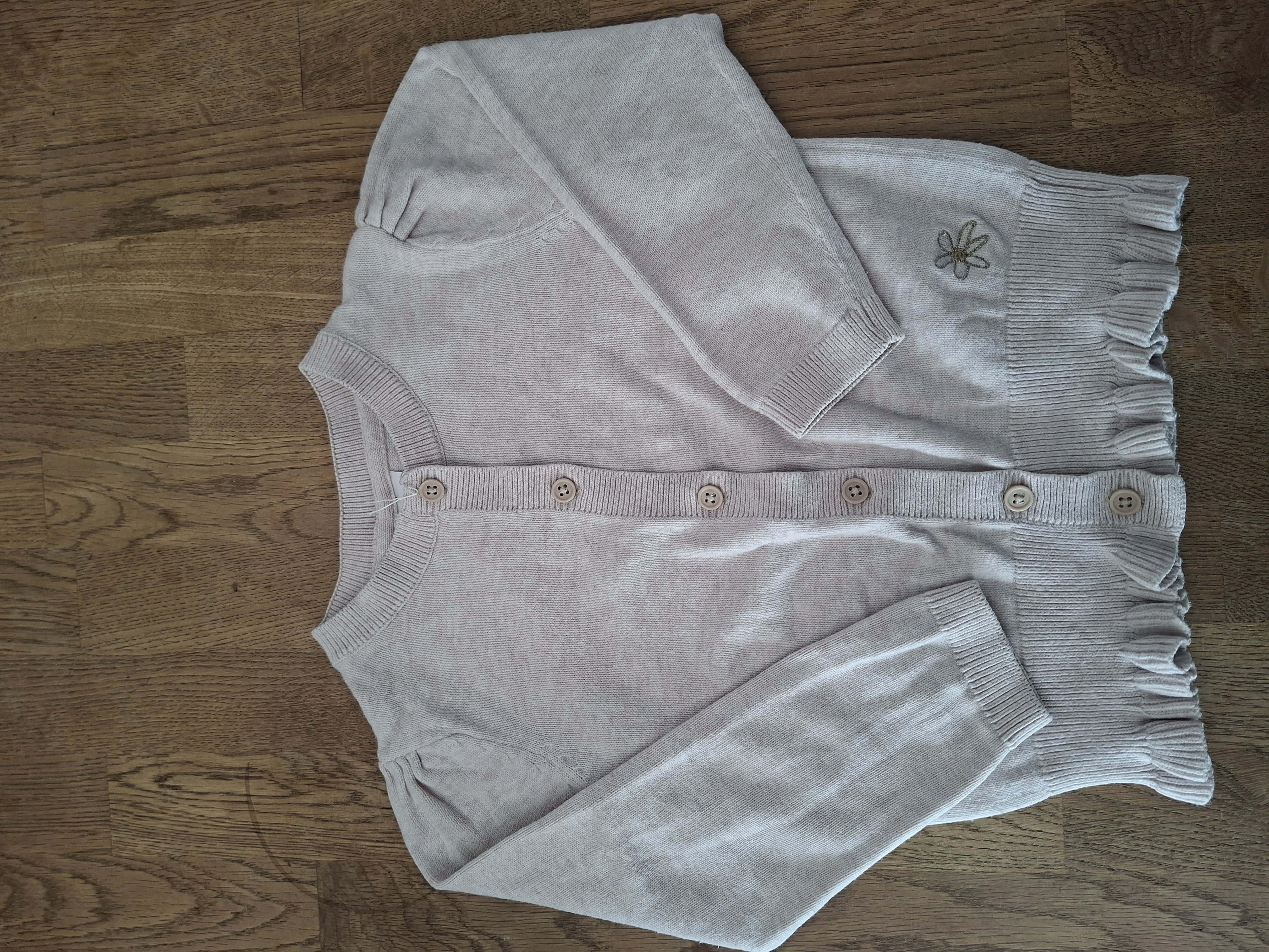 Palomino (C&A) gebreide cardigan ecru pofmouwen bloem maat 98 nette staat