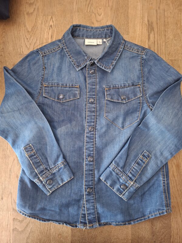 Name It denim overhemd blauw lange mouwen maat 116 nette staat
