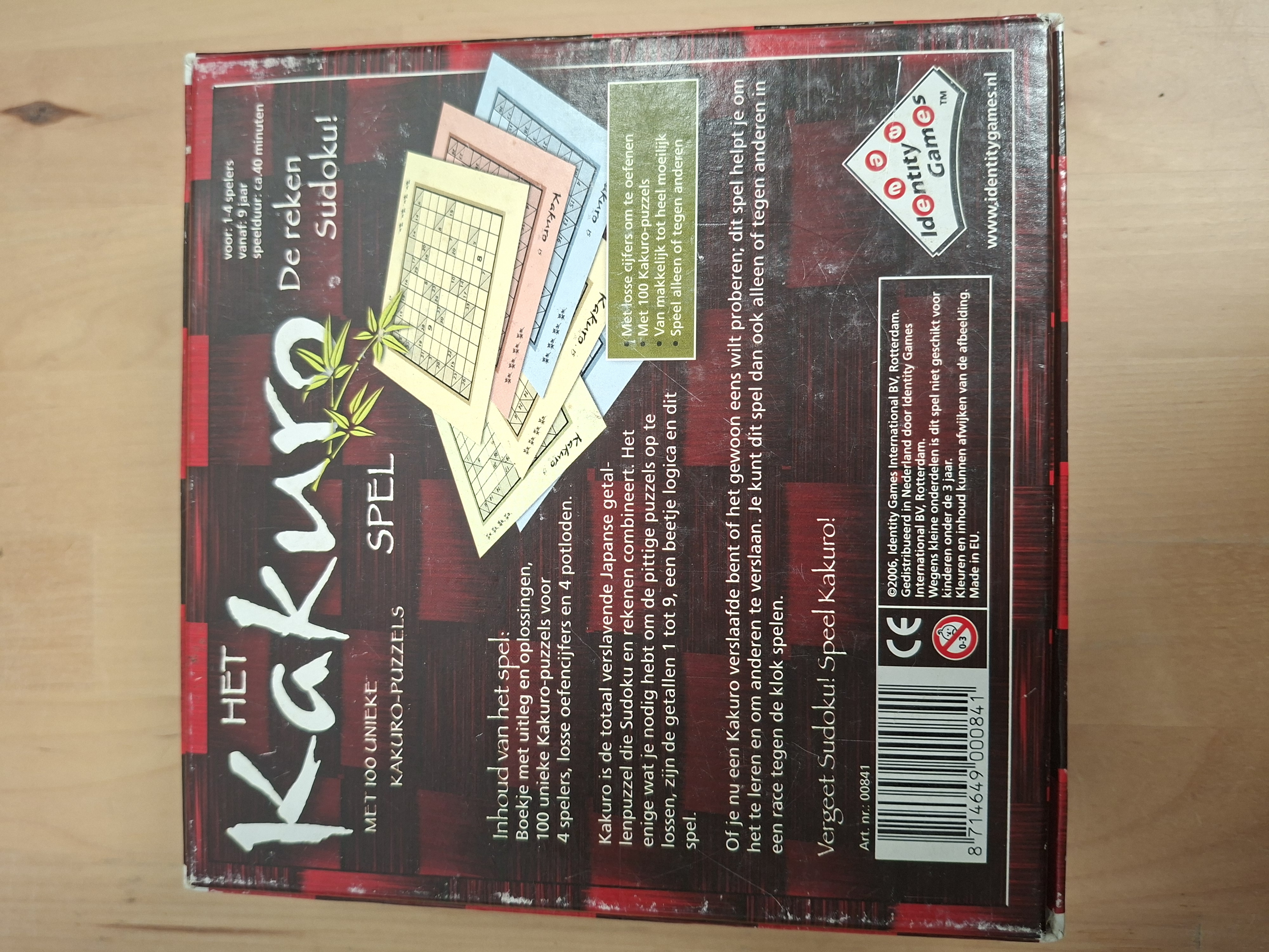 Het Kakuro Spel bordspel Identity Games compleet nette staat