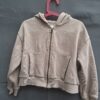 Zara cropped hoodie vest taupe beige rits maat 128