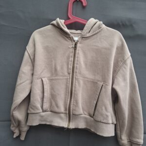 Zara cropped hoodie vest taupe beige rits maat 128