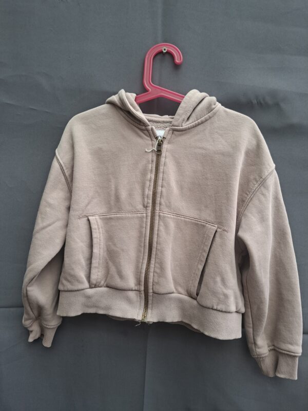 Zara cropped hoodie vest taupe beige rits maat 128