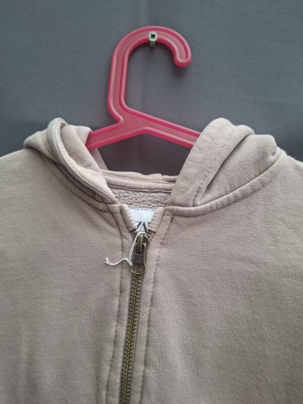Zara cropped hoodie vest taupe beige rits maat 128