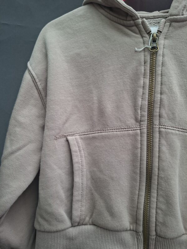 Zara cropped hoodie vest taupe beige rits maat 128