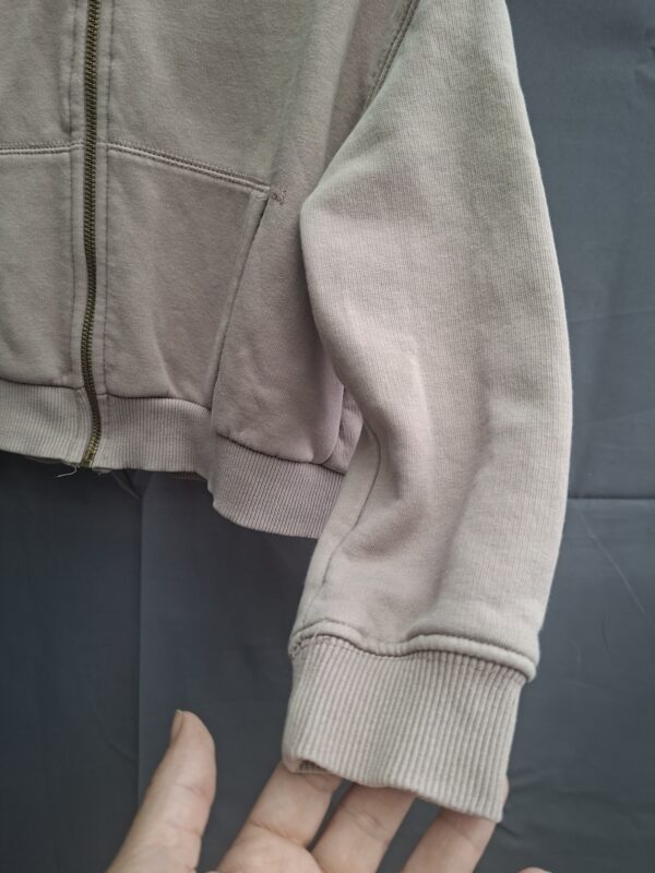 Zara cropped hoodie vest taupe beige rits maat 128