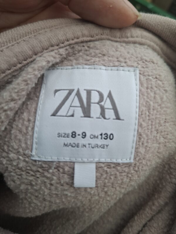 Zara cropped hoodie vest taupe beige rits maat 128