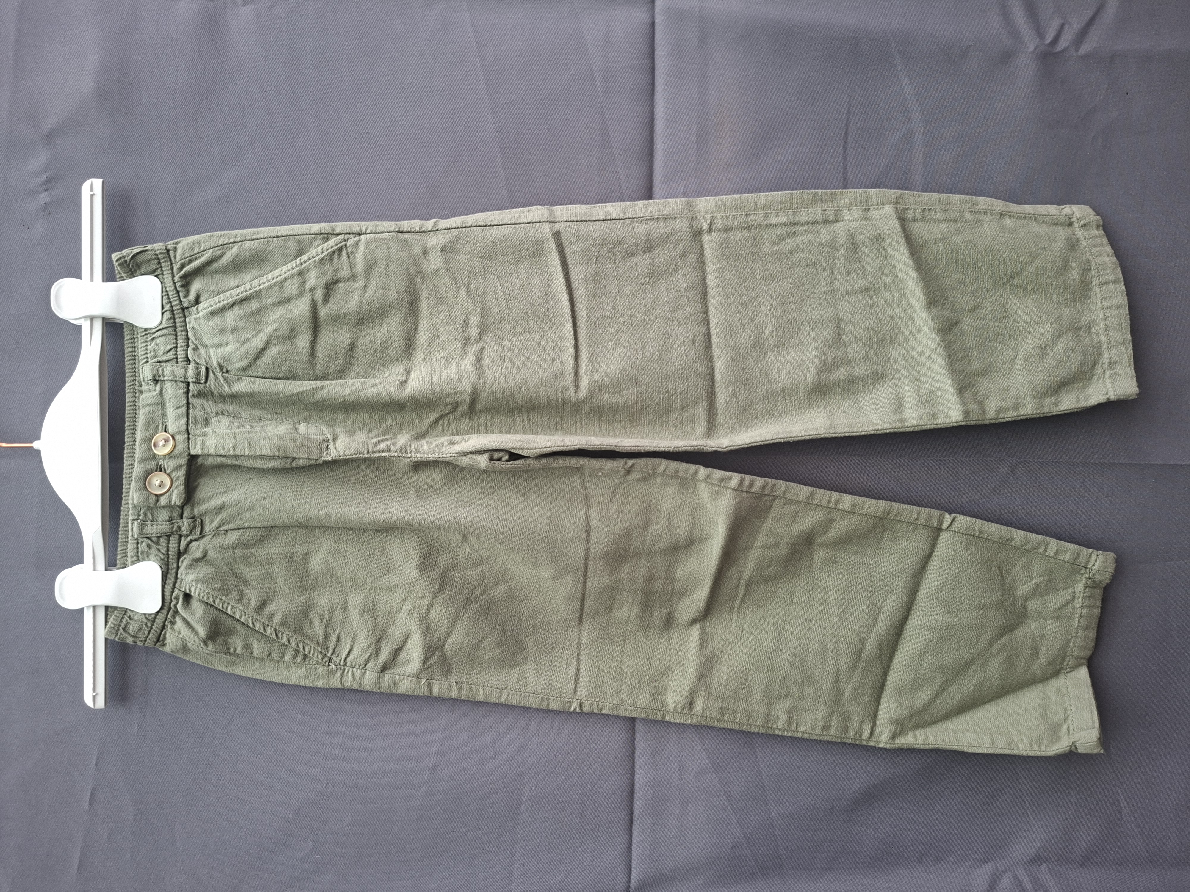 20260503_093641 Zara linnen broek khaki groen wide leg maat 122