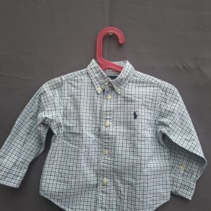 Ralph Lauren overhemd geruit turquoise donkerblauw wit