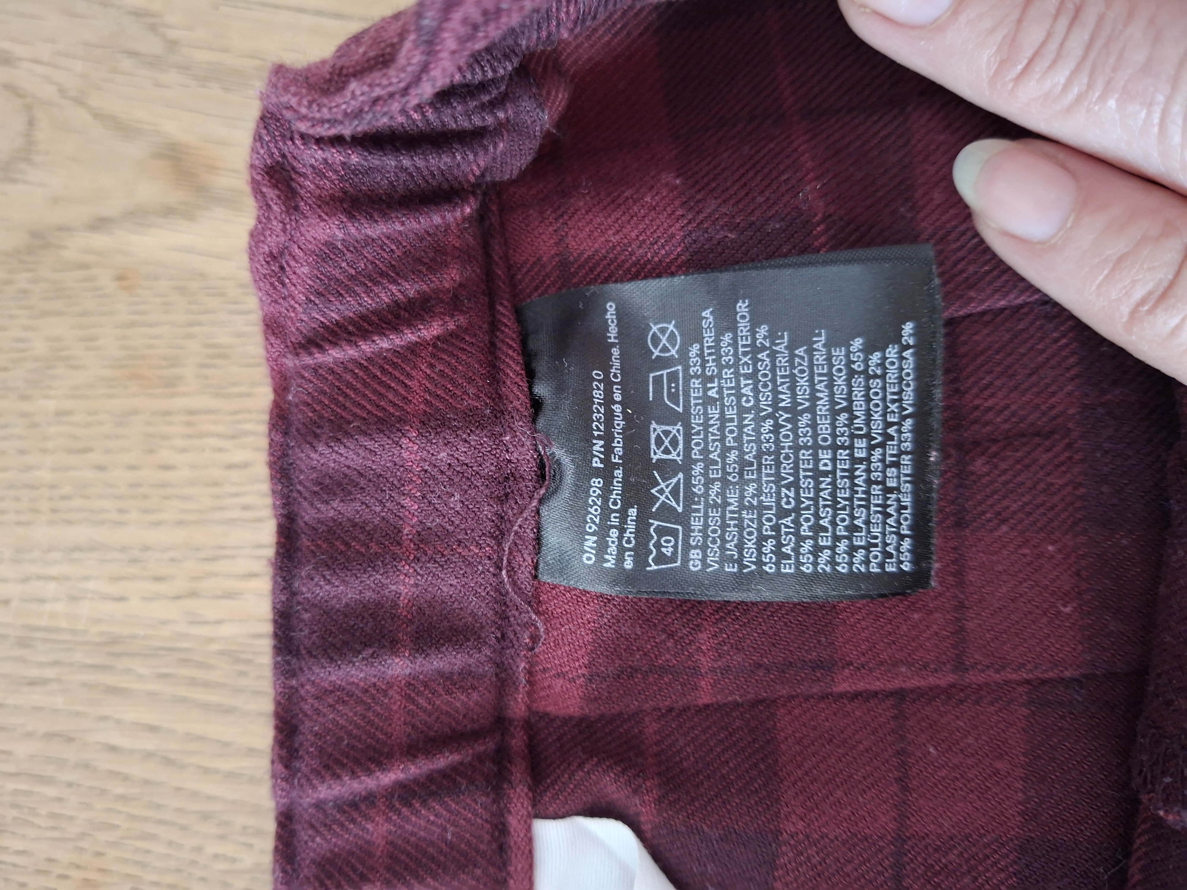 H&M bordeaux geruit rokje maat 110