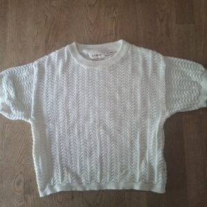 Lil'Atelier gebreide trui korte mouw off-white ajour maat 104