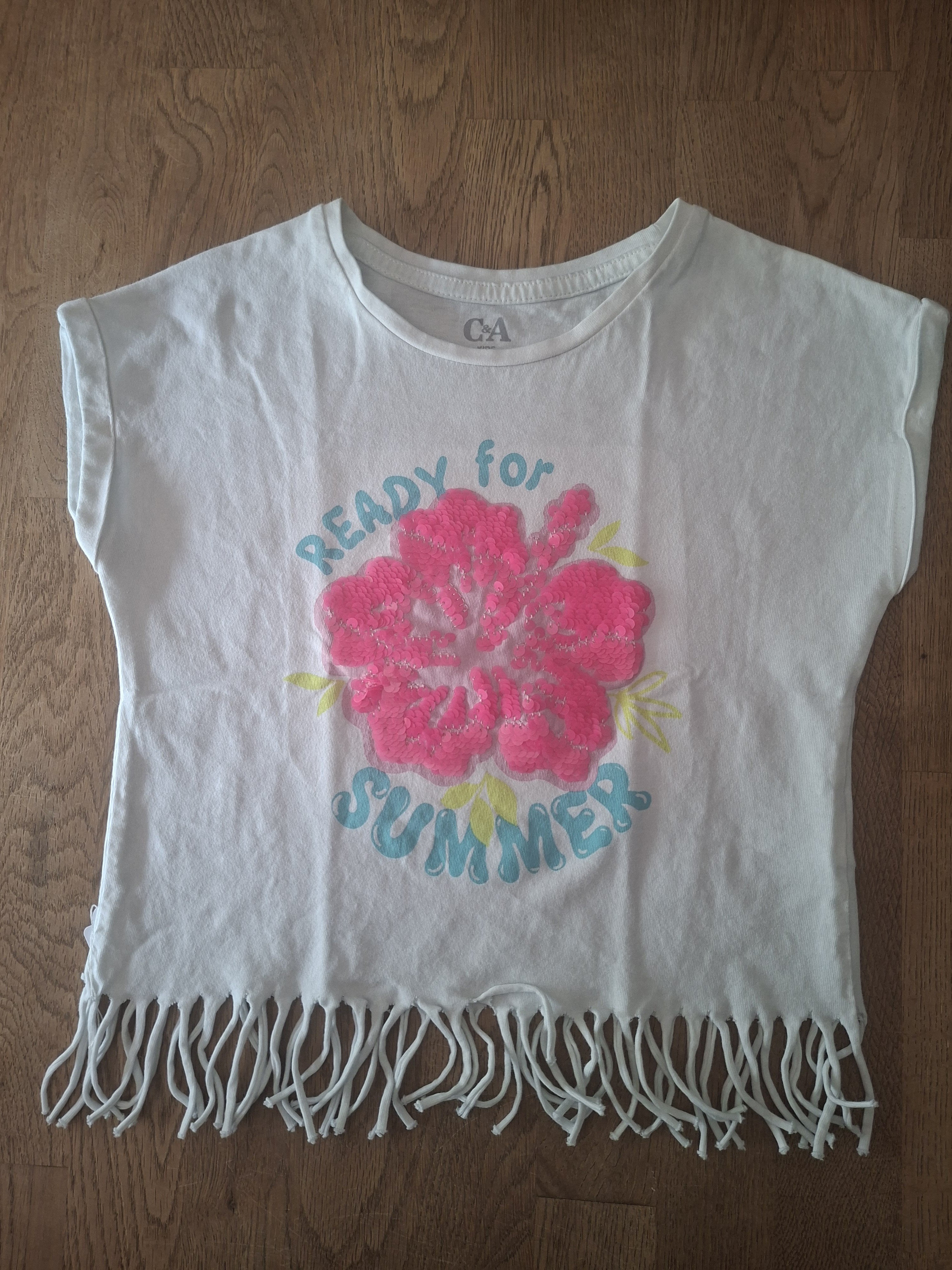 C&A T-shirt wit "Ready for Summer" pailletten franjes