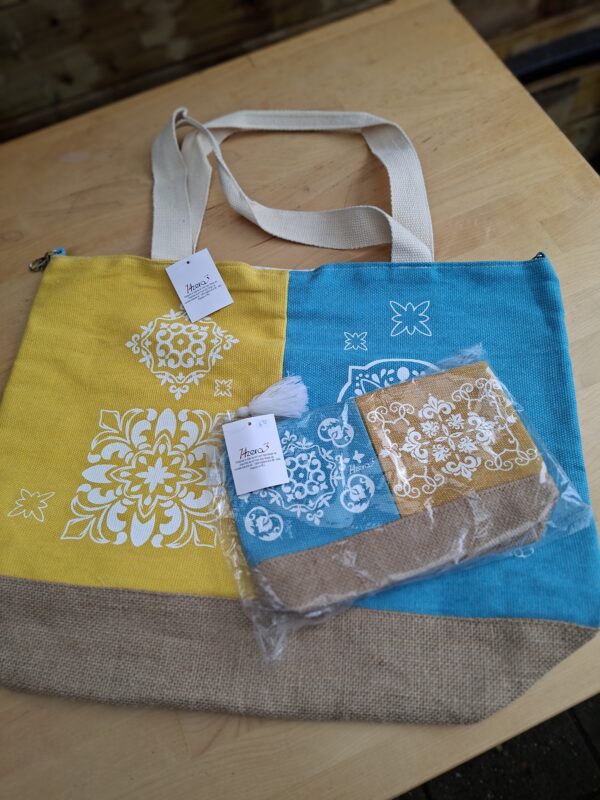 20260517_153655 14zero3 shopper set 2-delig turquoise/geel Italiaans design