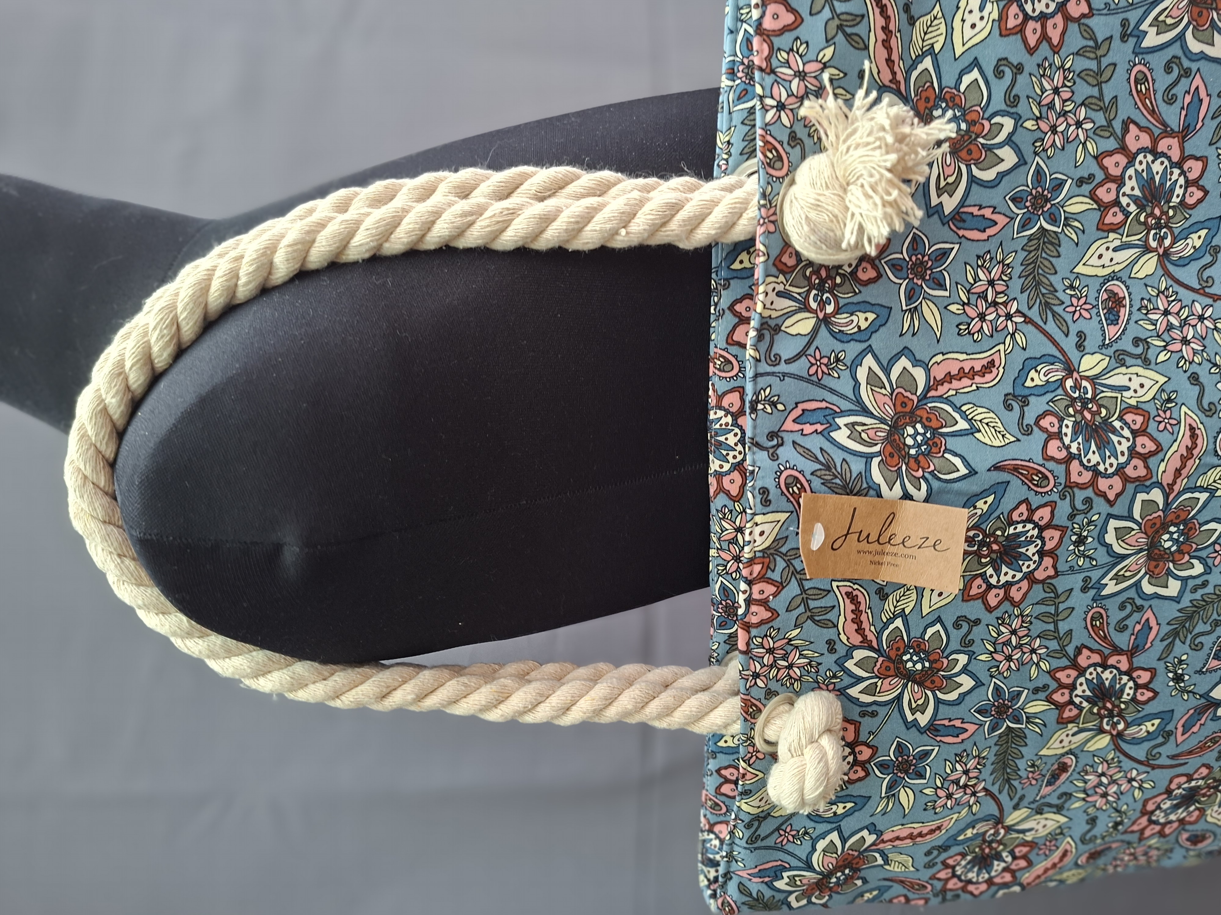 Juleeze beach bag / shopper lichtblauw paisley bloemenprintv