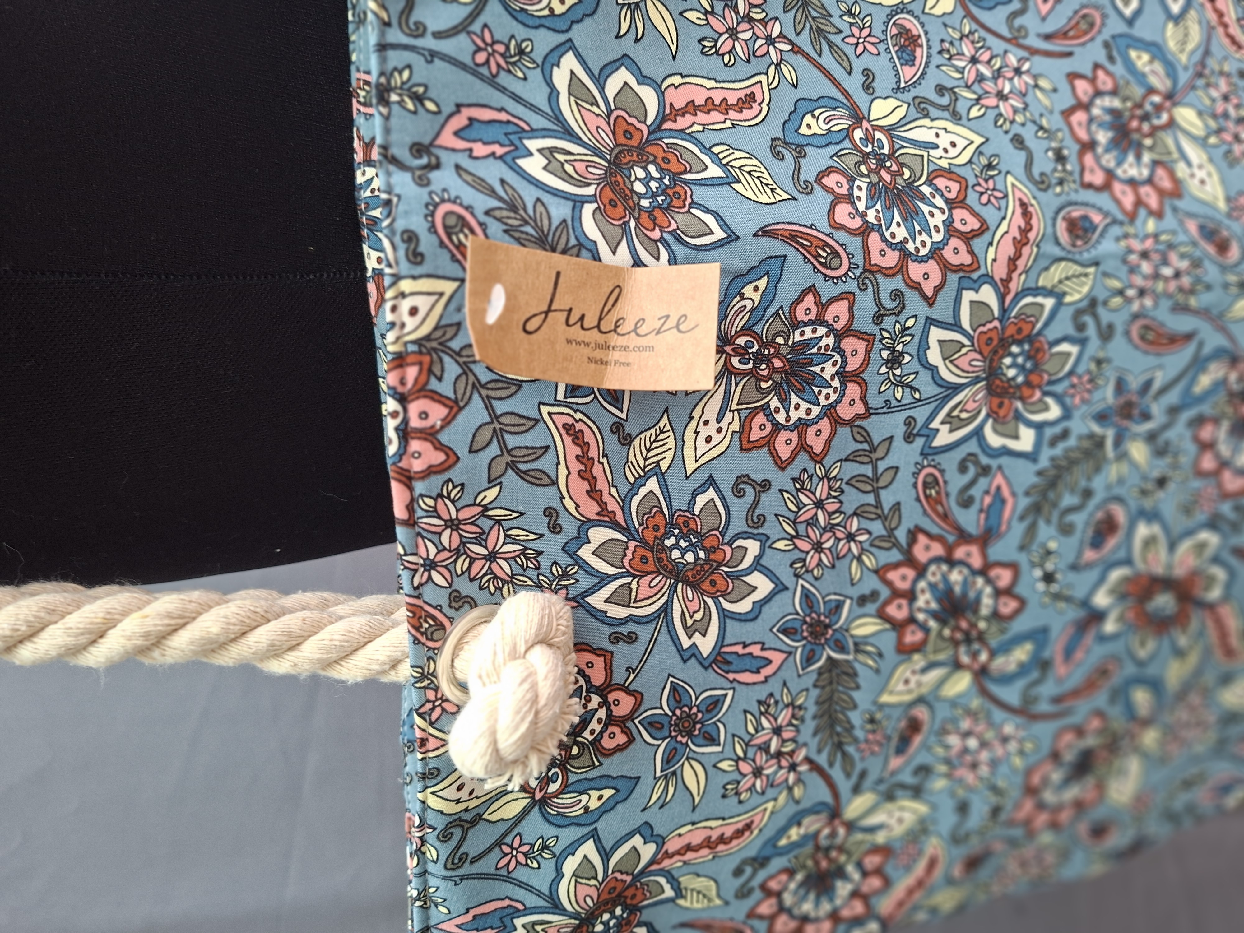 Juleeze beach bag / shopper lichtblauw paisley bloemenprintv