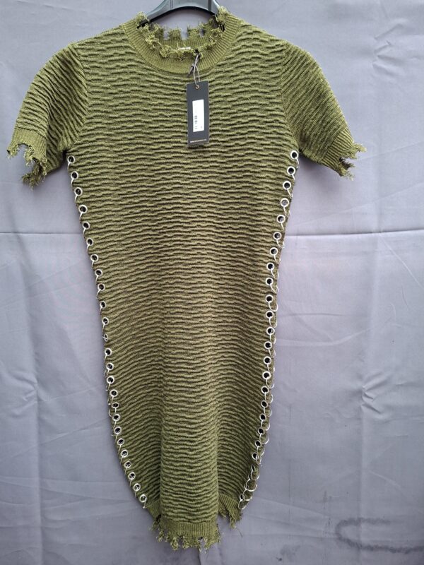 20260517_181511 Supertrash Dybra gebreide jurk olijfgroen maat M