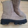 Suède boots taupe chunky zool rits maat 37