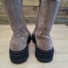 Suède boots taupe chunky zool rits maat 37