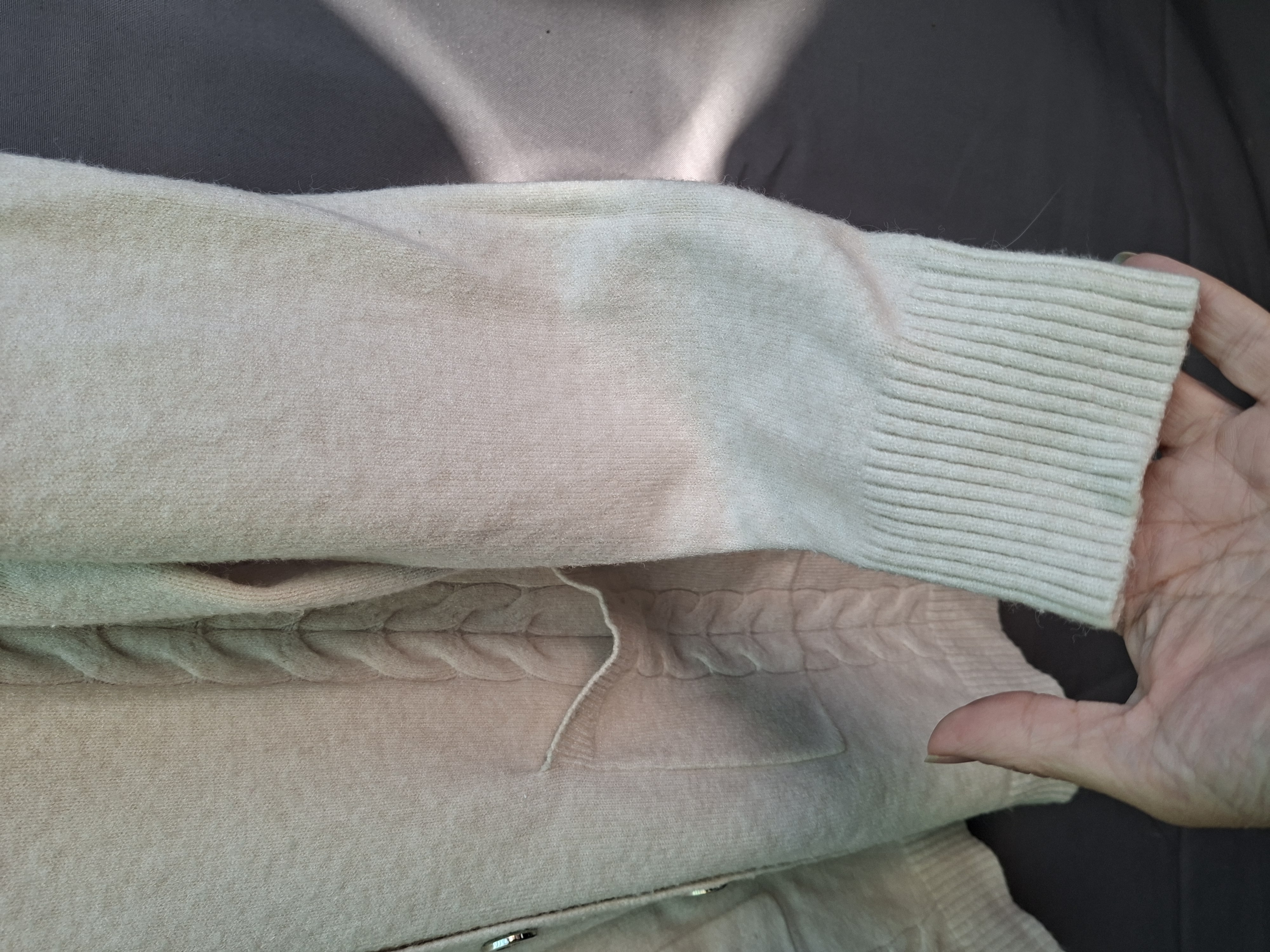 M&V lange cardigan ecru kabelpatroon One Size
