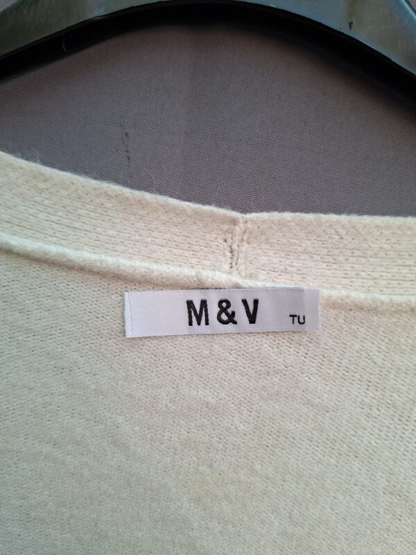 M&V lange cardigan ecru kabelpatroon One Size