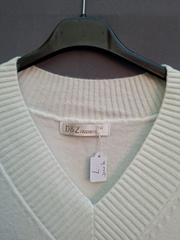 D&Z Fashion gebreid jurkje ecru V-hals