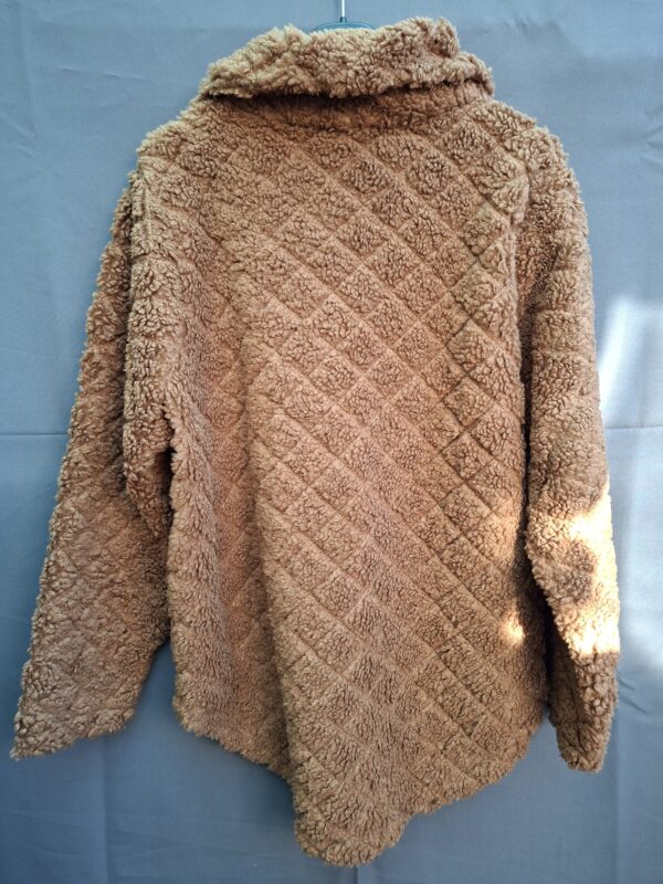 Teddy fleece vest camel/cognac rits maat L/XL