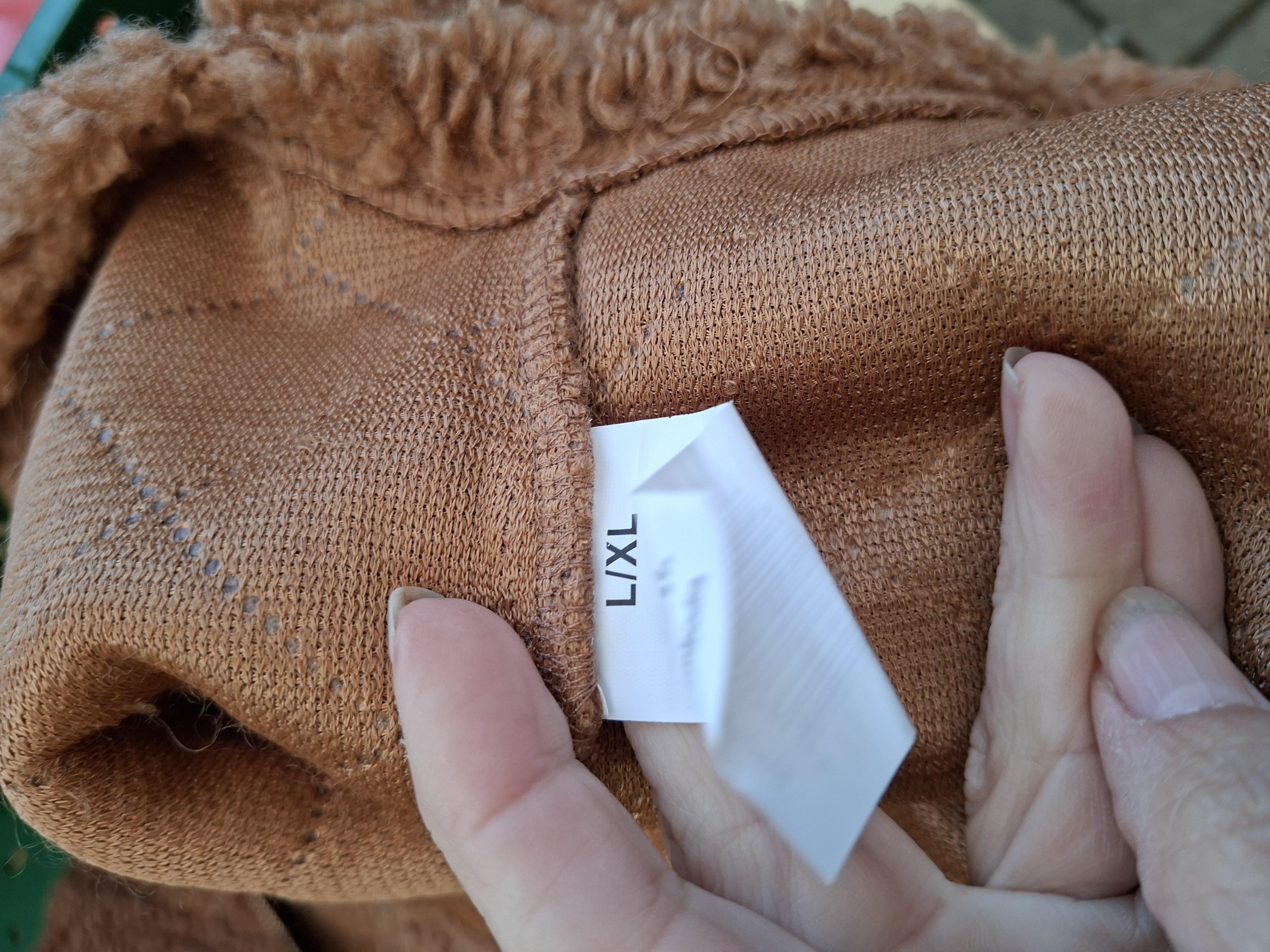 Teddy fleece vest camel/cognac rits maat L/XL