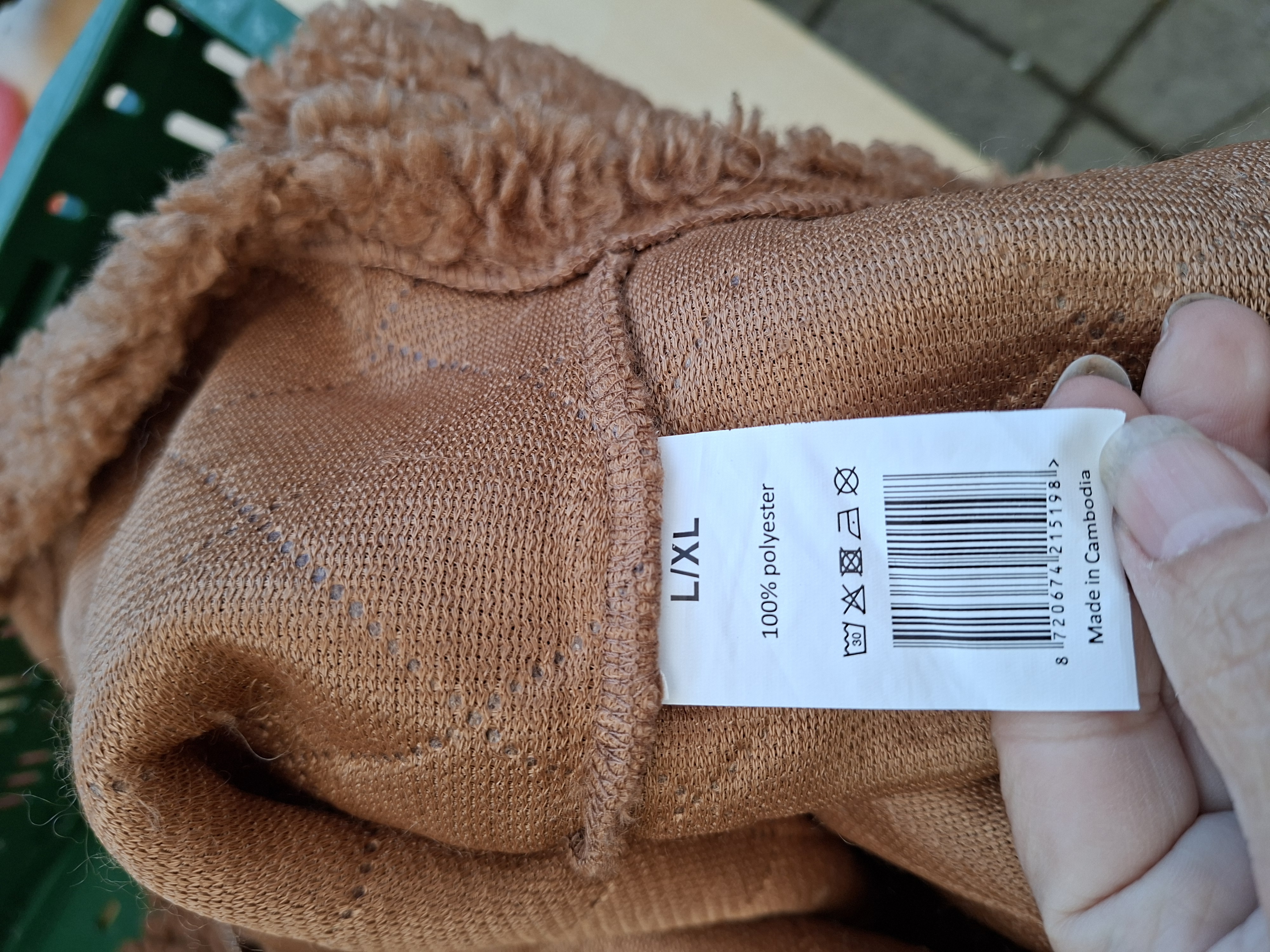 Teddy fleece vest camel/cognac rits maat L/XL