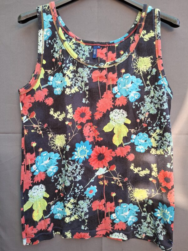 Cecil tanktop zwart bloemenprint maat XL