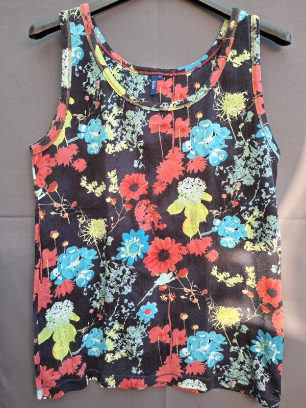 Cecil tanktop zwart bloemenprint maat XL