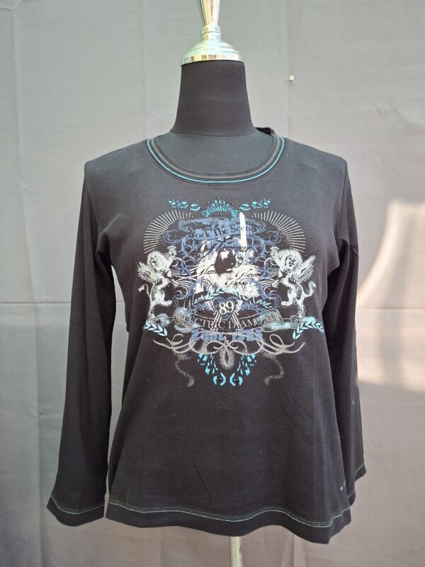 Cecil longsleeve zwart "Rock The Scene" print maat XL