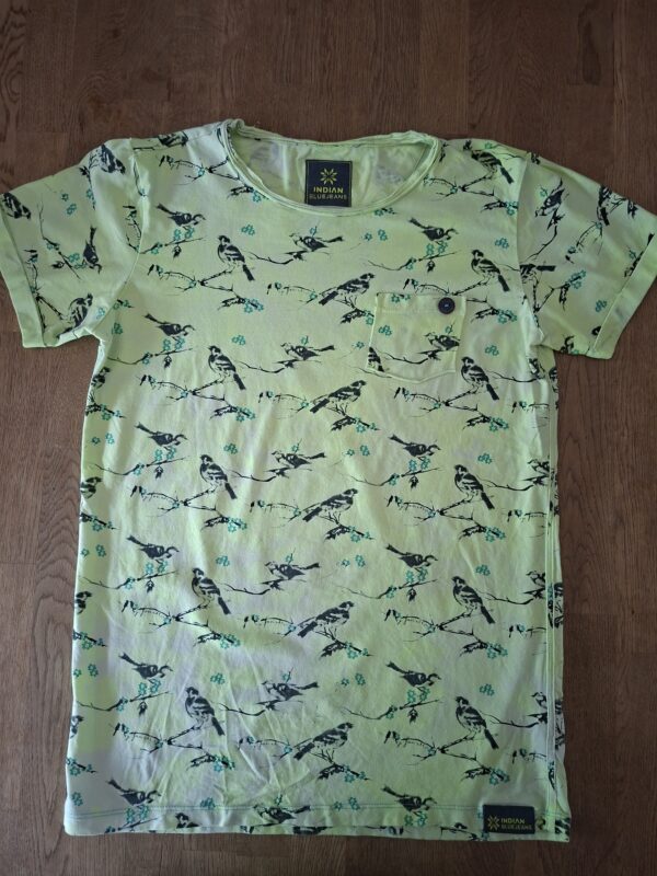 Indian Blue Jeans t-shirt lime groen vogelprint maat 176
