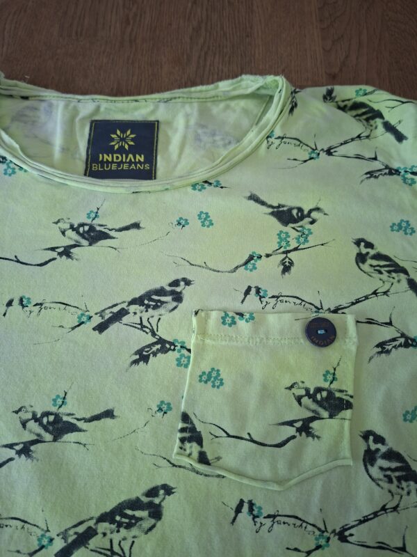 Indian Blue Jeans t-shirt lime groen vogelprint maat 176