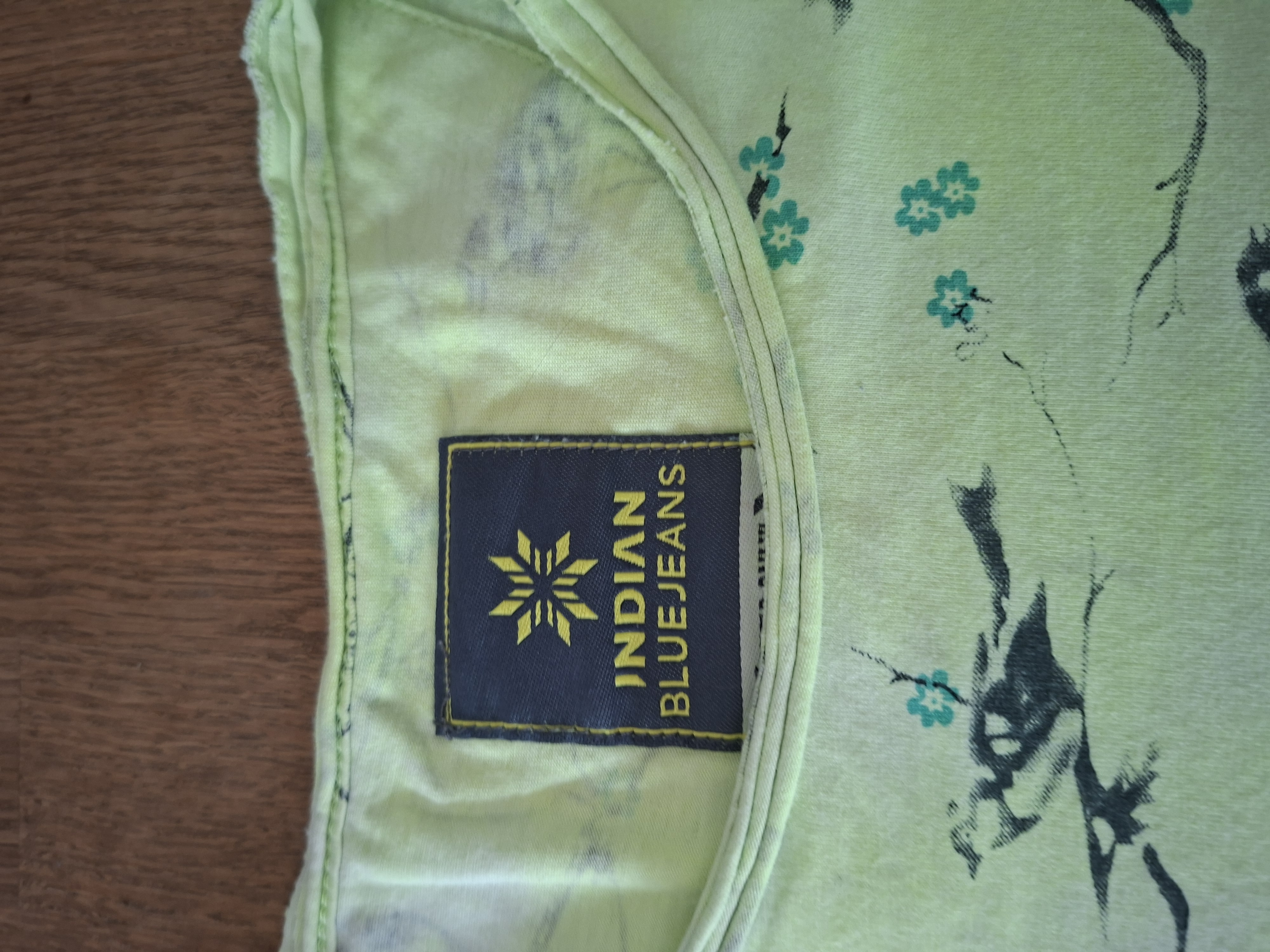 Indian Blue Jeans t-shirt lime groen vogelprint maat 176