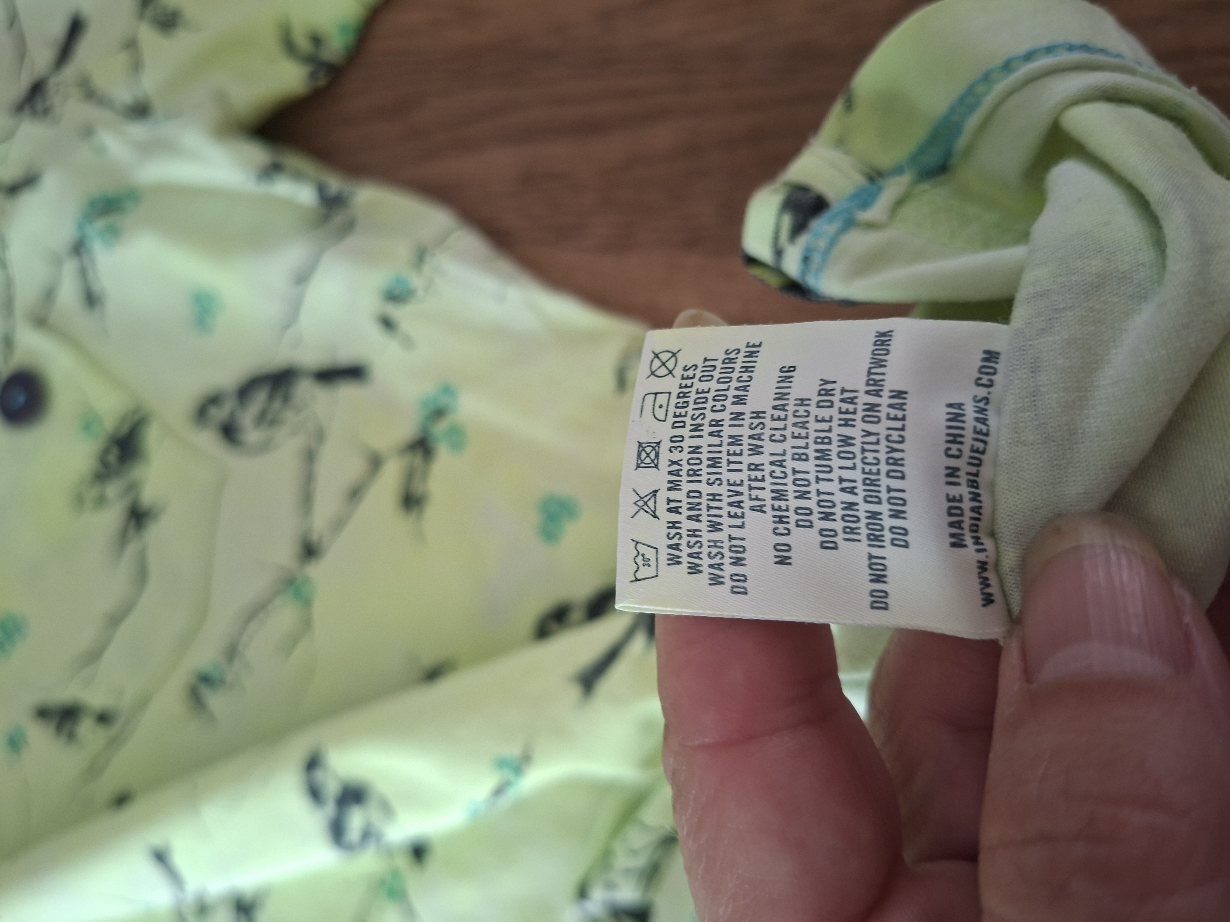 Indian Blue Jeans t-shirt lime groen vogelprint maat 176