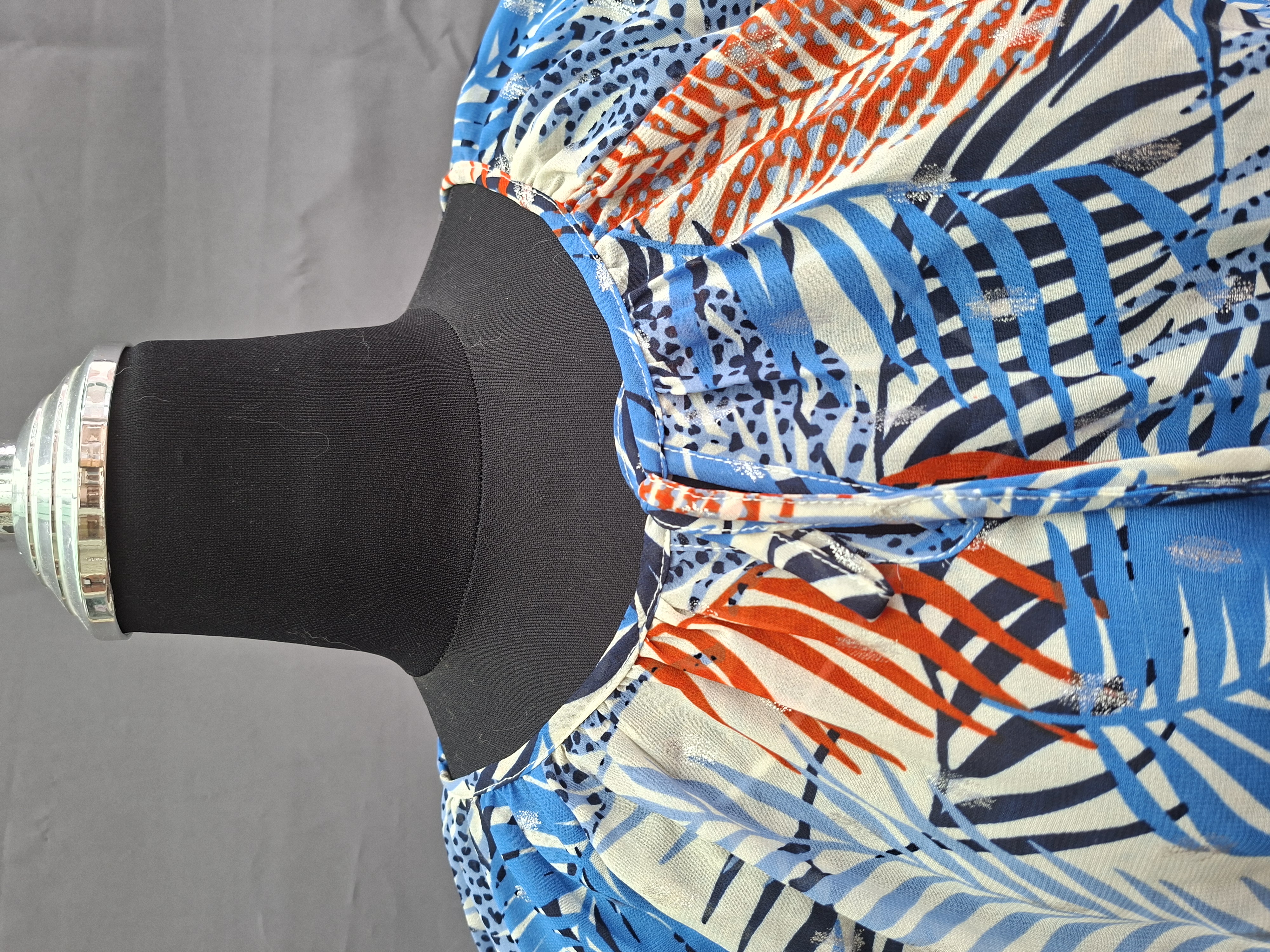 City Life blouse tropische print blauw/oranje