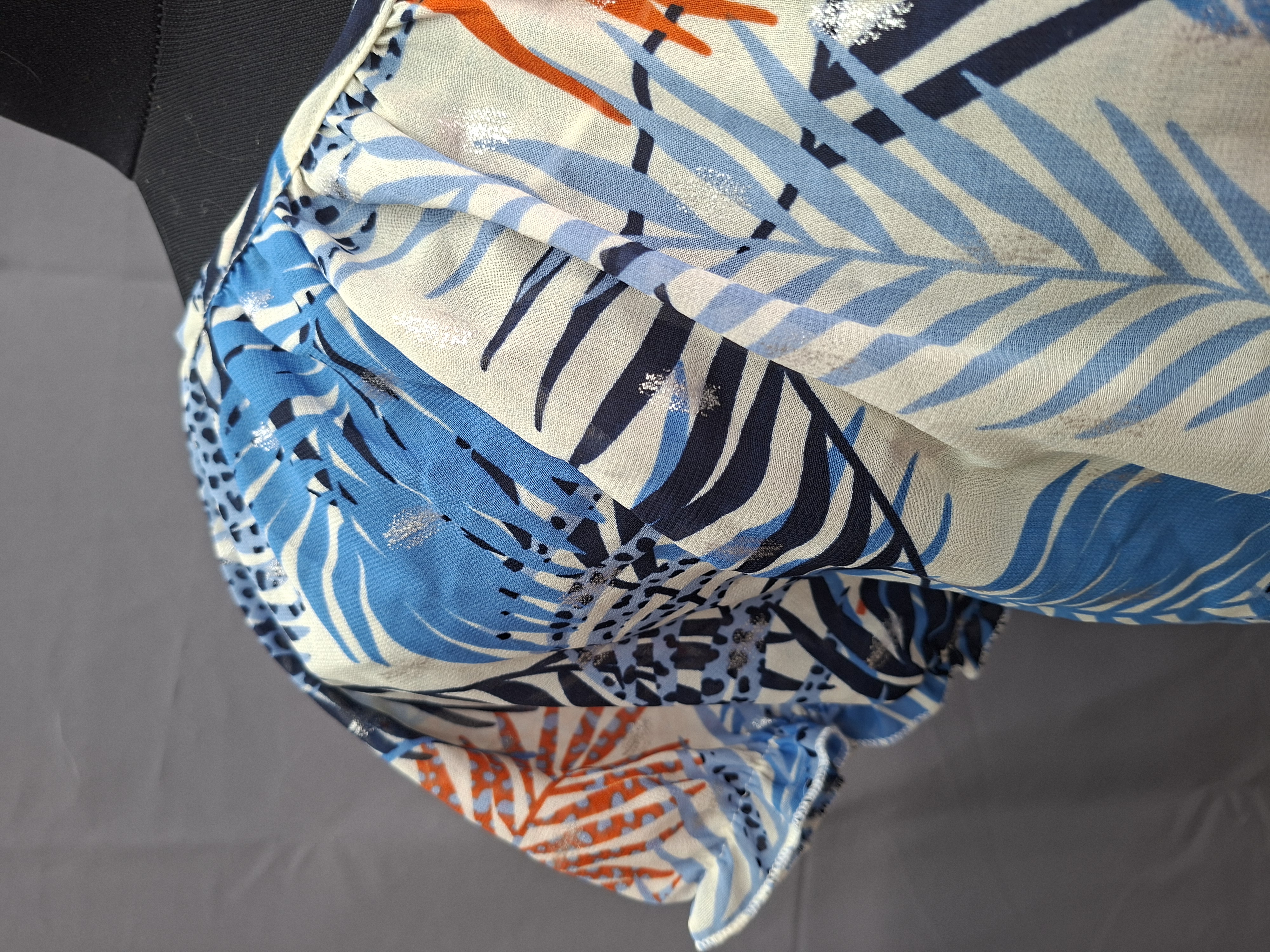 City Life blouse tropische print blauw/oranje