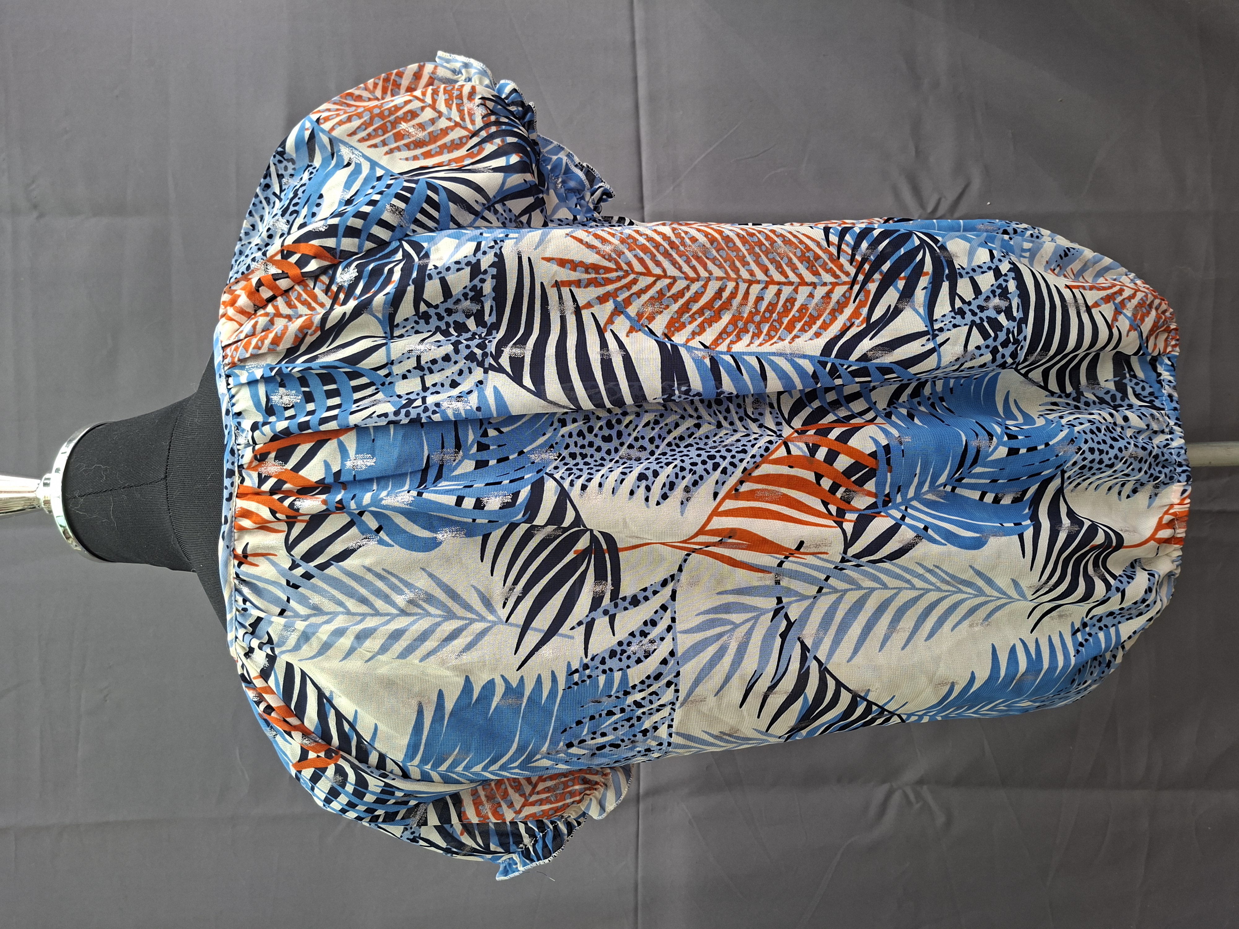 City Life blouse tropische print blauw/oranje